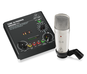 Behringer VOICE STUDIO Complete Recording Bundle With Studio Condenser Mic And Tube Preamplifier With 16 Preamp Voicings And USB Audio Interface - Black And Silver in UAE