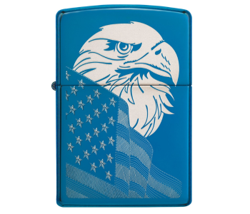 Zippo Z29882 Eagle And Flag Design High Polish Lighter - Blue in OMAN