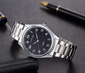 Express Delivery - Longbo 80024 Casual Style Stainless Steel Strap Analog Quartz Couple Wrist Watch -Black - ID 102446