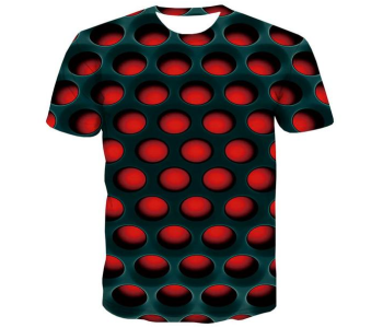 Express Delivery - FN-3D Printed Blank Spot Medium Round Neck T-Shirt for Men - Black and Red - ID 104534