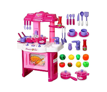 Generic 008 26 Pretend Play Toy Big Kitchen Cook Set For Kids - Pink in KSA