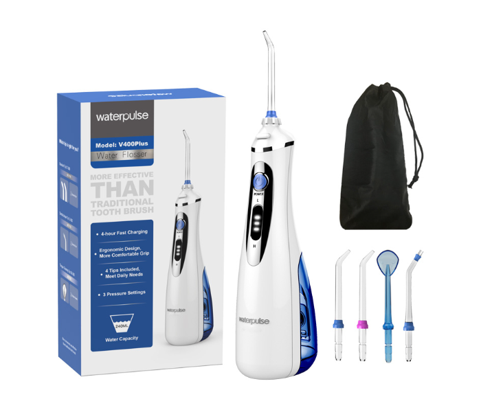 Express Delivery - Waterpulse V400 Plus Portable Mouth Cleaning Dental Water Flosser Oral Irrigator - White - ID 103966