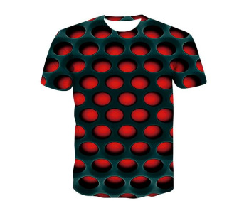 Express Delivery - FN-3D Printed Blank Spot XL Round Neck T-Shirt for Men - Black and Red - ID 104532