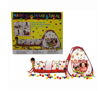 Generic Lightweight 100 Magic Ball House With Tunnel For Kids - White And Red in KSA
