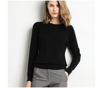 Express Delivery - 8560 Free Size Round Neck Long-sleeved Knitted Pullover Solid Jumper Sweater For Women - ID 104097