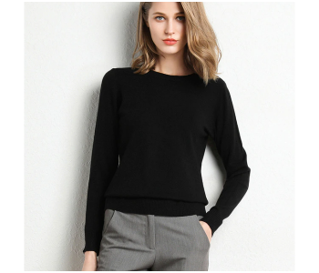 Set Of 3 4560 Free Size Round Neck Long-sleeved Knitted Pullover Solid Jumper Sweater For Women in KSA
