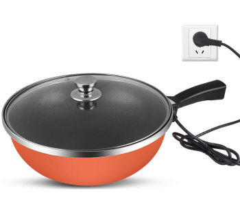 Express Delivery - Generic Multifunctional Household Electric Smoke Free Non Stick Frying Pan - Orange - ID 104576