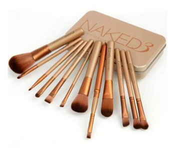 12 Pieces Urban Decay Naked 3 Make Up Brushes - Gold in UAE