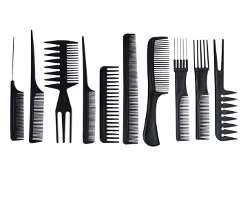 Express Delivery - 10 Piece Unisex Hair Comb Kit - Black - ID 108821