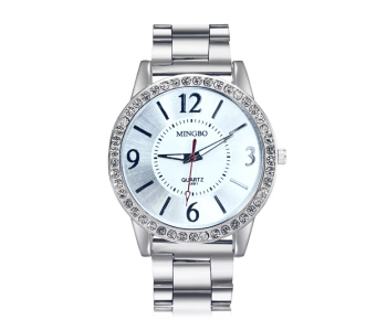 Express Delivery - Pack of 5 Stainless Steel Diamond Stone Mixed Design Womens Assorted Color Watch - Gold and Silver - ID 107180