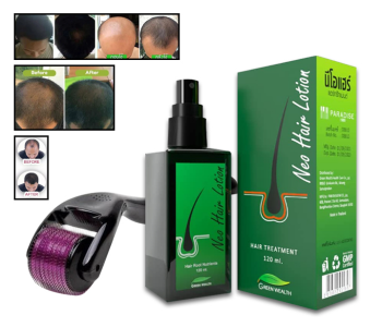 Generic Derma Roller Micro Needle For Skin Care - Titanium Black + Neo Hair Lotion Hair Treatment 120ml Original Thailand in KSA