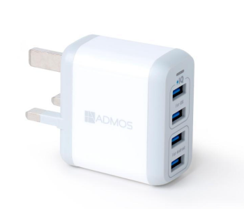 ADMOS Portable 4 Port USB Wall Charger - White in KSA