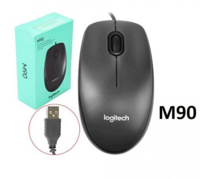 Express Delivery - Logitech M90 Wired USB Mouse - Black - ID 107840