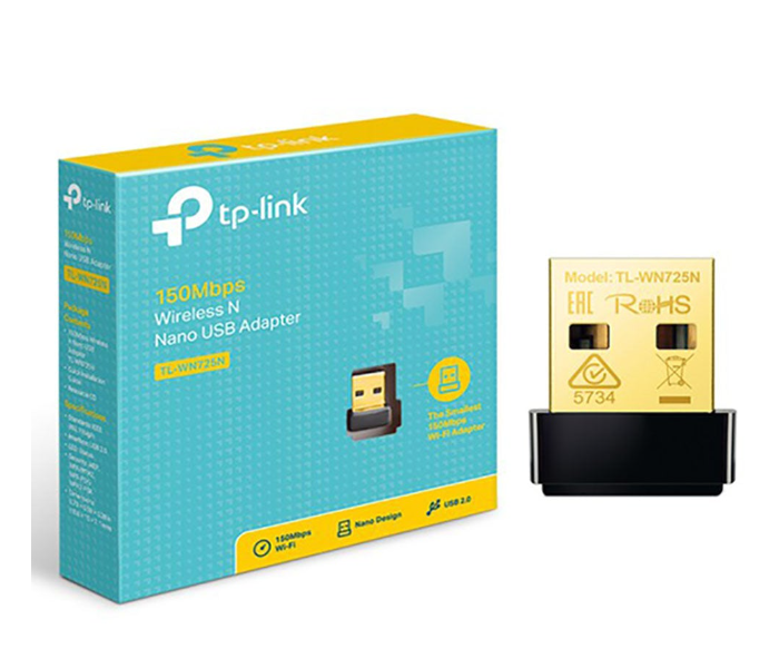 Express Delivery - TP Link WN 725N 150Mbps Wireless N Nano USB Adapter - Black and Gold - ID 107873