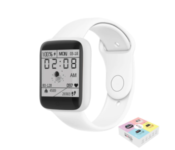 Macaron Sports Smart Watch With Fitness Message Reminder - White in KSA
