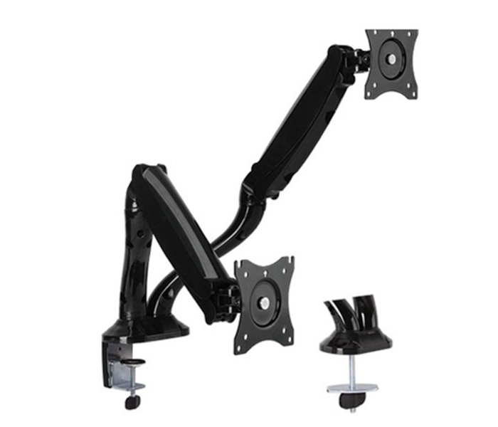 Express Delivery - Skill Tech SH-130-C024 Desktop Dual Monitor Arm Mount FOR 13 to 27 Inch Screen - Black - ID 108590