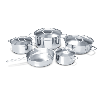 Delici DSK 9W 9 Pieces Stainless Steel Cookware Set - Silver in KSA