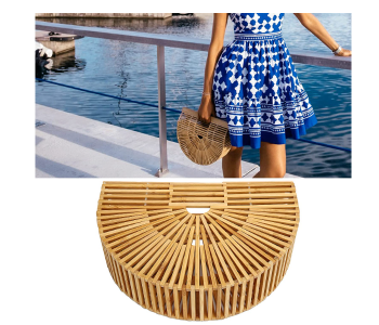 Express Delivery - Portable Wooden Bamboo Beach Basket for Women - ID 108819