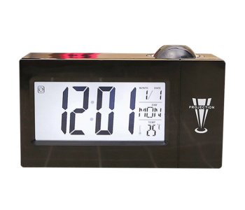 Generic Voice Control Alarm Clock With Projection - Black in OMAN