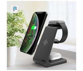 3 In 1 Wireless Charging Station Compactable - Black in KSA