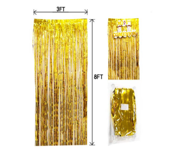 Express Delivery - Mira Decor M-D-FC-5 Foil Curtains Metallic Foil Fringe Curtain - Gold - ID 100611