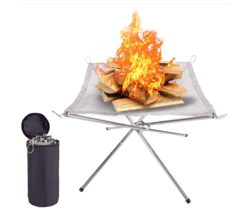 Generic Outdoor Camping Fire Pit Portable Foldable Stainless Steel Mesh Collapsible Fire Pit Outdoor Fireplace Campfire For Camping Backyard Beach Wood Burning in OMAN