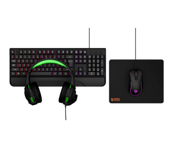 Express Delivery - Porodo PDX213-BK 4 In 1 Keyboard Headphone Mouse and Mouse Pad Gaming Set - Black - ID 110462