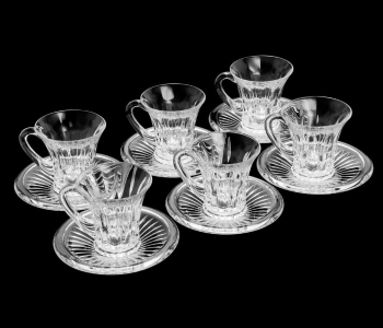 Windcera Set Of 6 Sodo Calcium Titanium Glass Tea Cups And Saucer in KSA