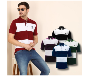4 Piece Mens Striped T-Shirt Front View - ID 109870