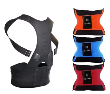 Taqdeer 907-1001 Hot Women Slimming Body Shaper Waist Belt Small + Real Doctors Back Posture Support Brace Small JA023-1 - Black in UAE