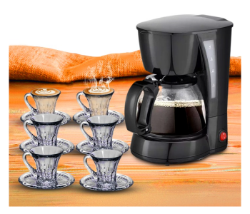 Coffee Maker + 6 Piece Glass Tea Cups And Saucer in KSA