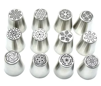 12 Piece 20cm Russian Tulip Tips Piping Nozzles - Silver in UAE
