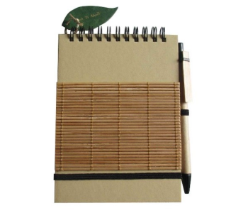 Express Delivery - VS046 ECO A6 Notebook with Bamboo and Ball Pen - Brown - ID 110623