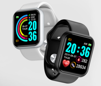 Macaron Sports Smart Watch With Fitness Message Reminder - Black + Macaron Sports Smart Watch With Fitness Message Reminder - White in KSA