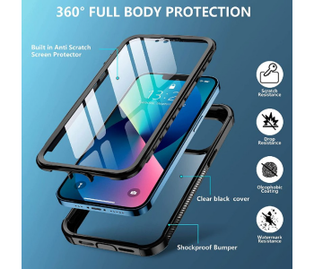 Express Delivery - Trands TR-IPHC160 IPhone 13 Case and Screen Protector 360 Degree Protective Cover - Black - ID 111057