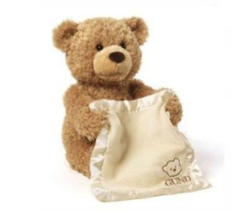 Peek A Boo Teddy Bear Play Hide And Seek Lovely Cartoon Stuffed Kids Birthday Gift Cute Music Bear Plush Toy - Beige in UAE