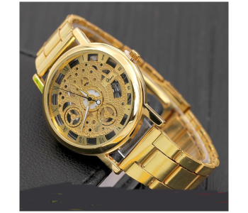 Express Delivery - FLLi 18k Gold Plated Machinery Design Watch - Gold - ID 112773