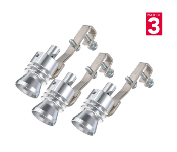Set Of 3 Universal Motorbike Turbo Whistle Pipe Car Exhaust Sound Muffler XL - Silver in OMAN