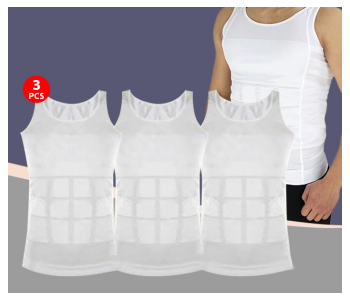 JA009 3 Pieces XL Slim N Lift Slimming Shirt For Men - White in KSA