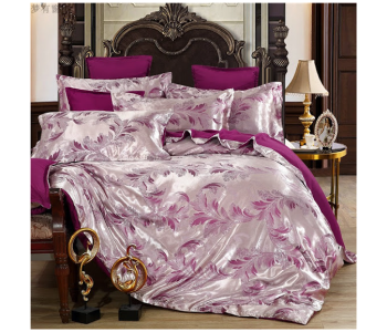 Express Delivery - GTC 22000740 European-style Satin Jacquard 4 Piece Bedding Set - Purple - ID 112638