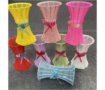 Express Delivery - GTC 22000778 3 Pcs Plastic Rattan Flower Vase for Home Decoration - Yellow - ID 112717