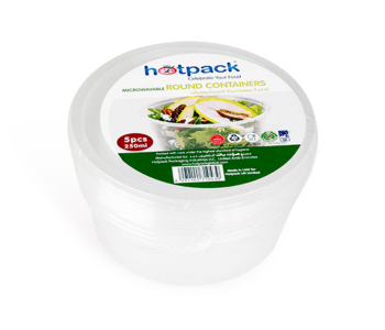 Hotpack HSMMP250 5 Pieces 250ml Microwave Container Round - White in UAE