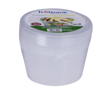 Hotpack HSMMP400 5 Pieces 450ml Microwave Container Round - White in UAE