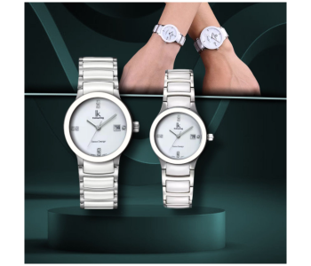 Express Delivery - 163 Max Chain Strap Couple Analog Watch - White - ID 112162