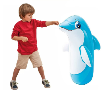 Express Delivery - GTC 22000685 Inflatable Dolphing Punching Bag Toy for Kids - Blue and White - ID 112693