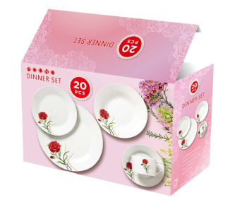 Dinex W230 20 Piece Family Dinner Set - Red And White in KSA