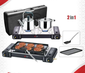 Dlc DLC-P3412D Shinebest 2 In 1 Double Burner Portable Gas Stove - Black in UAE
