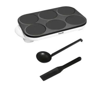 Saachi NL-CM-1850 6 Pieces Pancake And Crepe Maker 2 In 1 Machine - Black And White in UAE