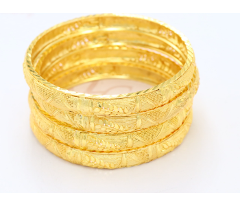 Express Delivery - Set of 4 Pieces Large Sized Bangles for Women - Gold - ID 113012