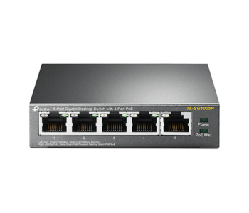 Express Delivery - TP-Link TL-SG1005P 5-Port Gigabit Desktop PoE Switch with 4-Port PoE+ - Grey - ID 111990